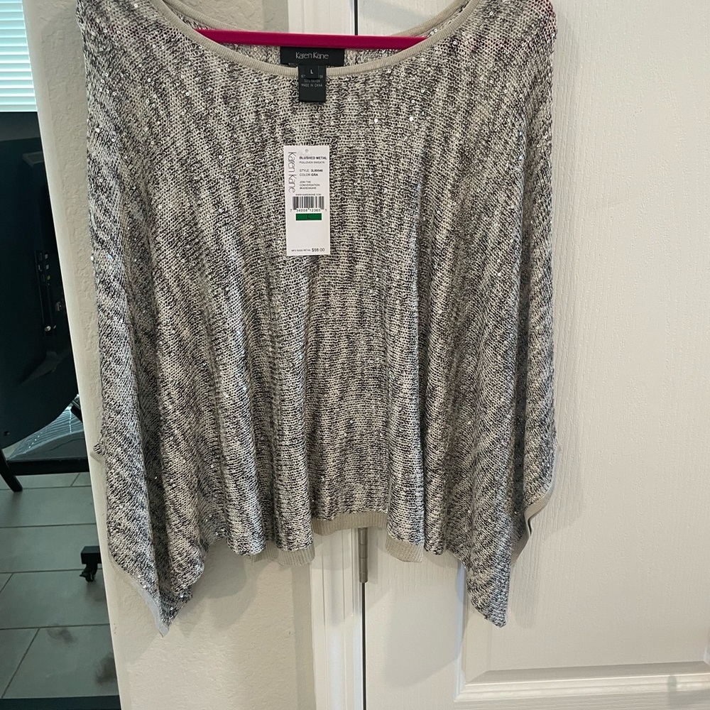 Karen Kane Black and White Poncho Sweater